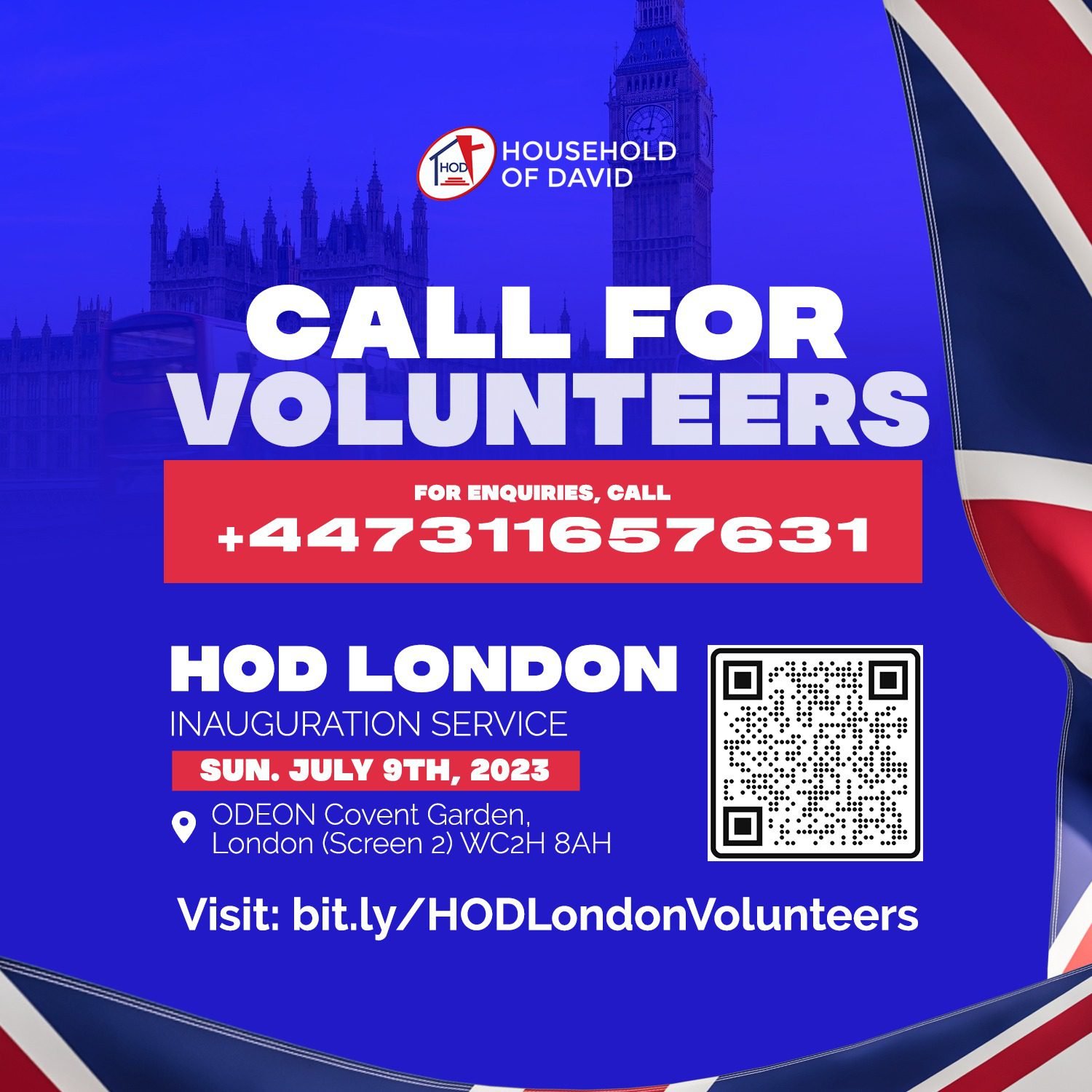 HOD LONDON CALL FOR VOLUNTEERS